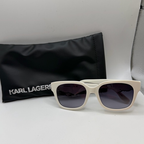 Karl Lagerfeld Accessories - Karl Lagerfeld Cream Sunglasses with Black Case